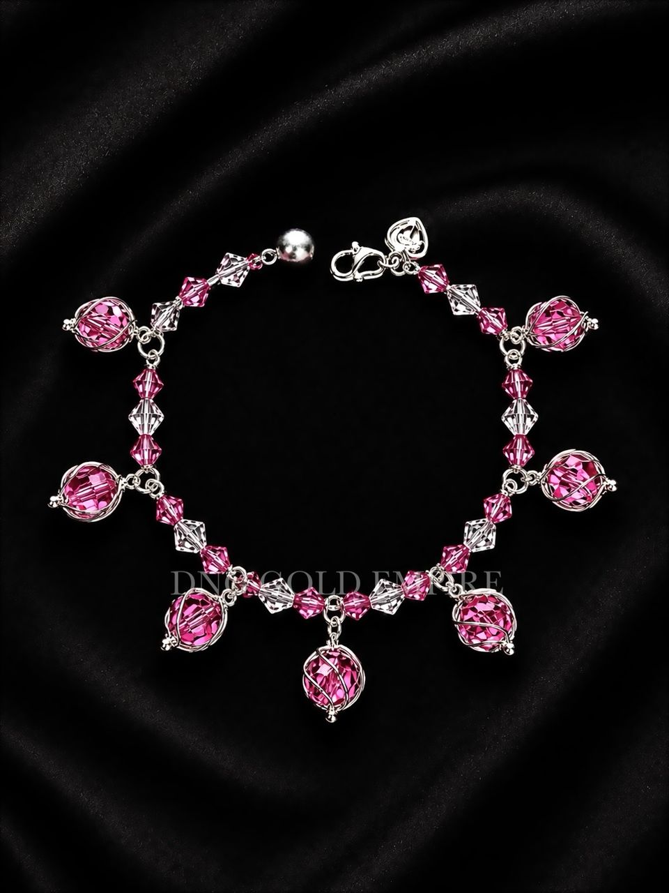 Rantai Tangan Kristal Boba Pink